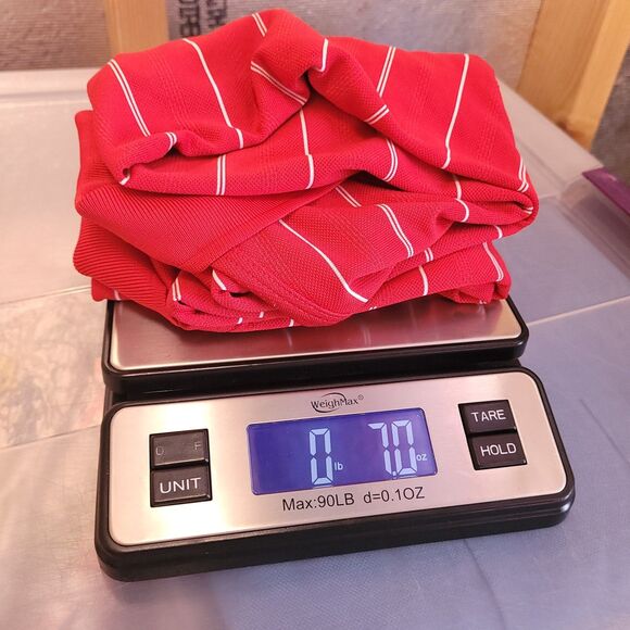 Nike Polo Shirt Mens Medium Striped Red Dri Fit Golf Swoosh - Picture 12 of 12